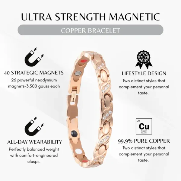 Czticle® MagnaCalm Copper Magnet Wellness Bracelet for Women