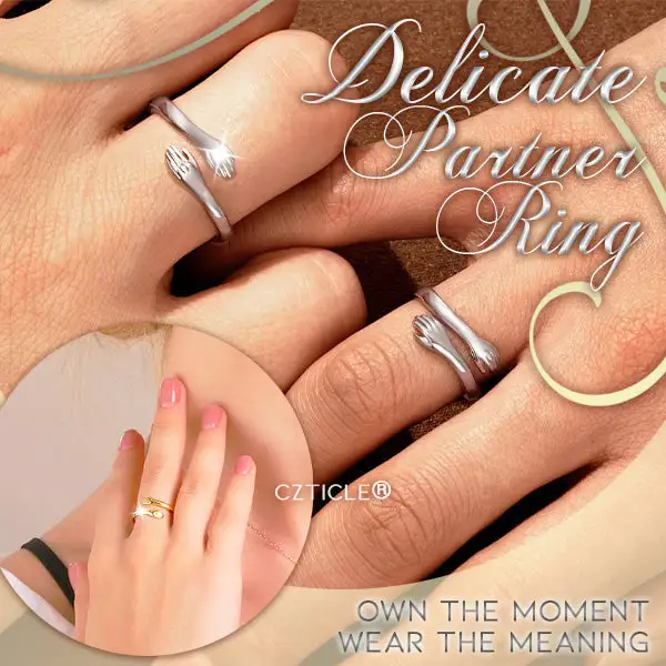 CZTICLE® Embrace Hug Couple Ring (1Pair)